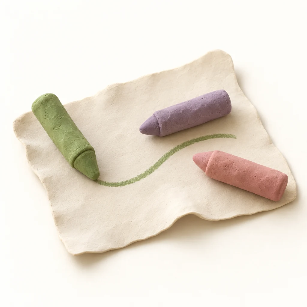 Trois crayons en pâte à modeler